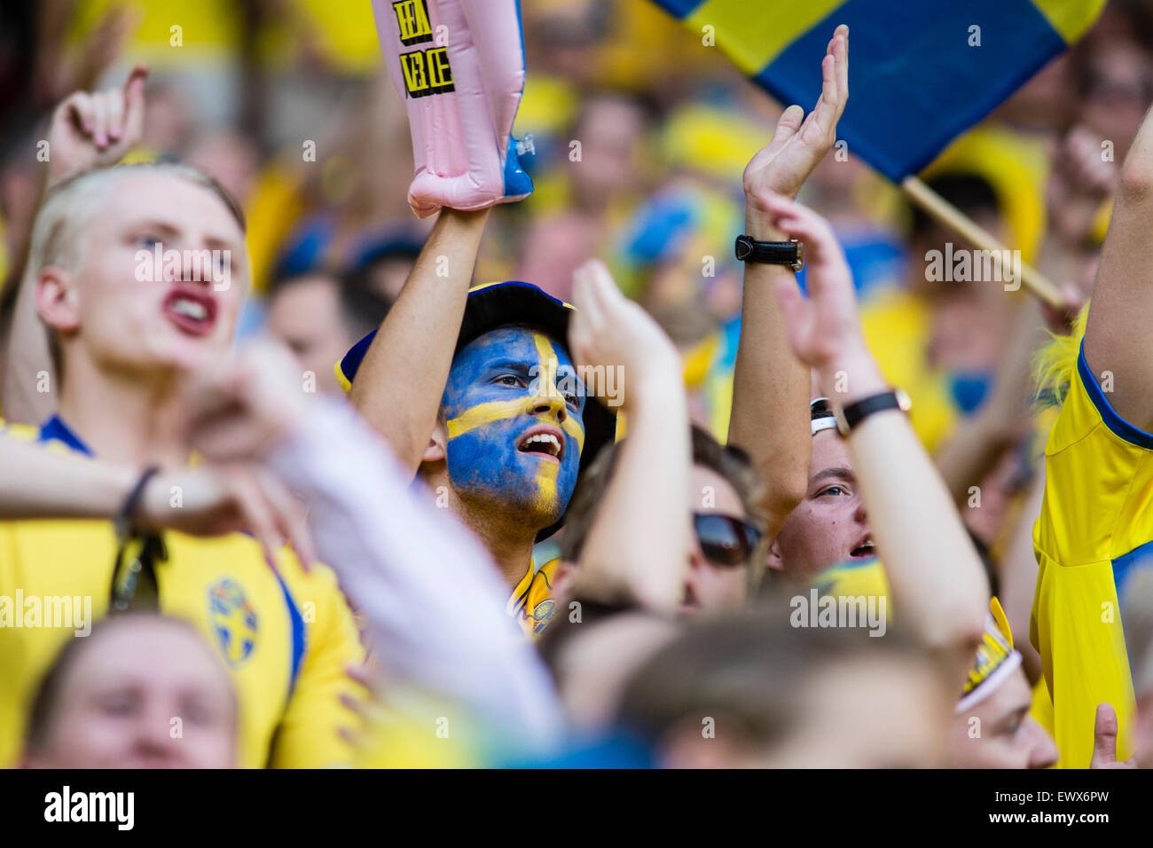 fans of Swedish team Stock Photo Alamy