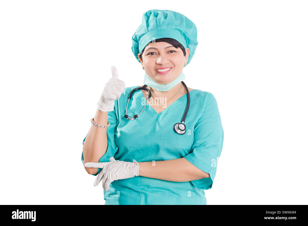 1 indian Surgeon woman Doctor Thumbs Up showing Stock Photo - Alamy