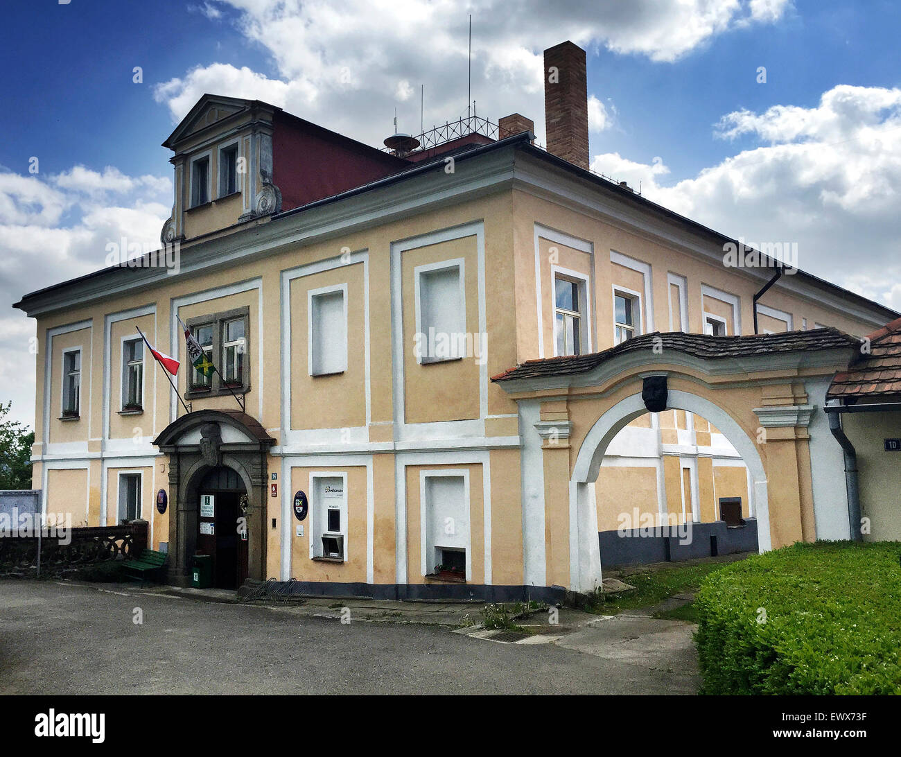 local, municipal authority, building, Vysoky Chlumec Stock Photo