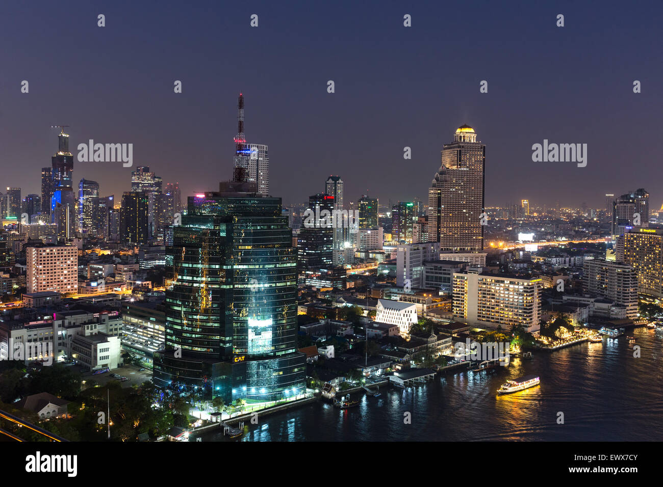 Skyline With Cat Telecom Tower And Lebua State Tower At Night, View 