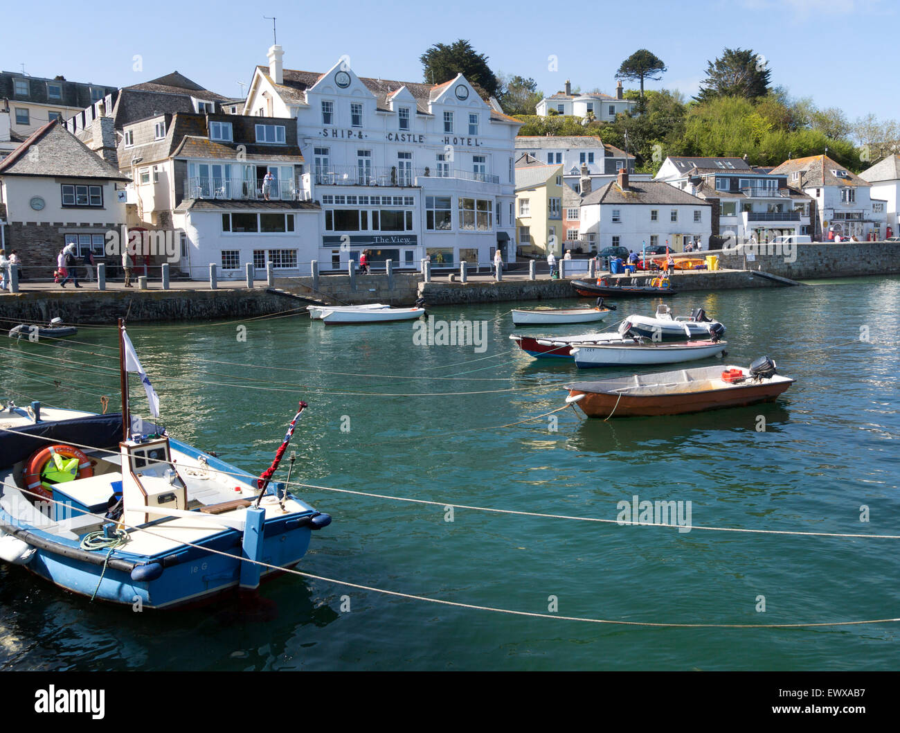 Historic buildings around the harbour, St Mawes, Cornwall, England, UK Stock Photo