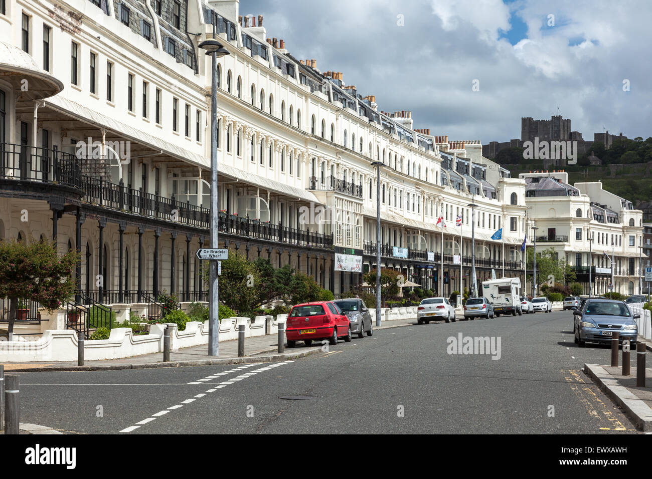 terrace of grand seafront houses on Waterloo Crescent, Dover