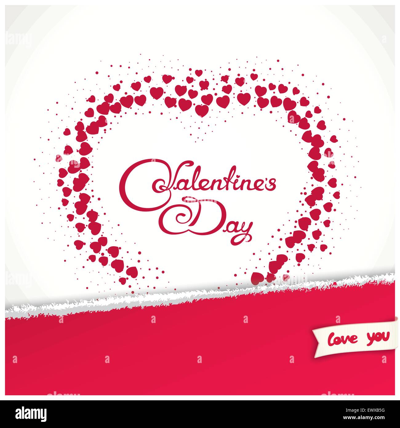 Valentines Day background with 3D imitation torn paper Stock Vector ...