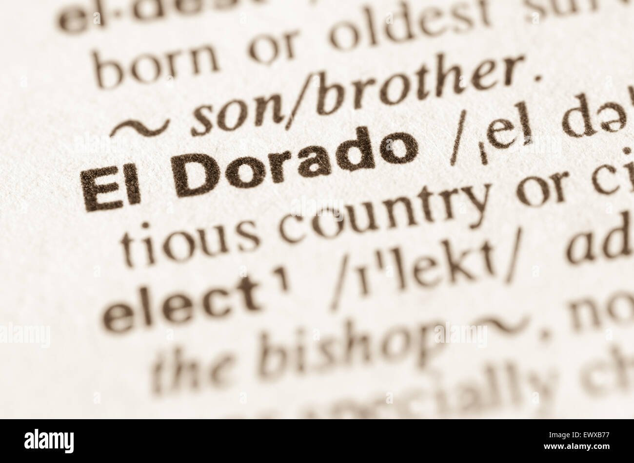 Definition of word El Dorado in dictionary Stock Photo - Alamy