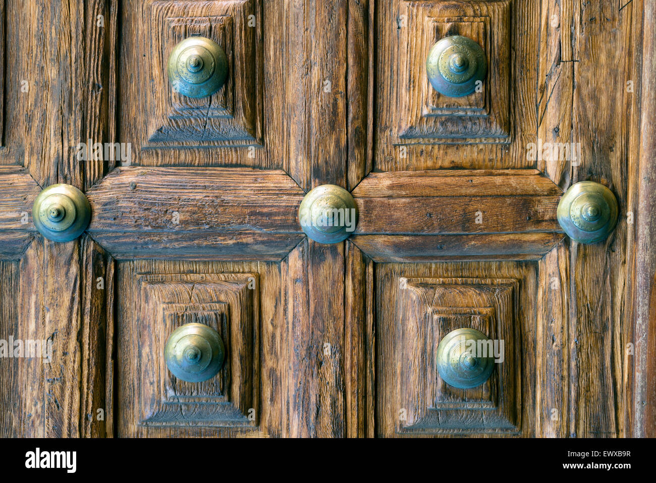 Close up of old strong wooden door Stock Photo