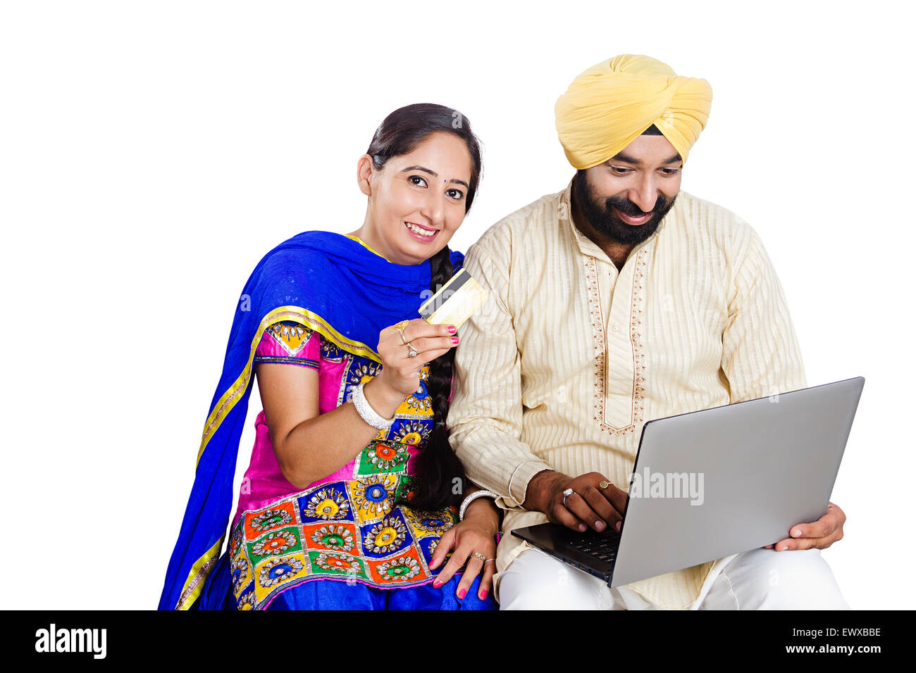 Indian punjabi married couple laptop hi-res stock photography and ...