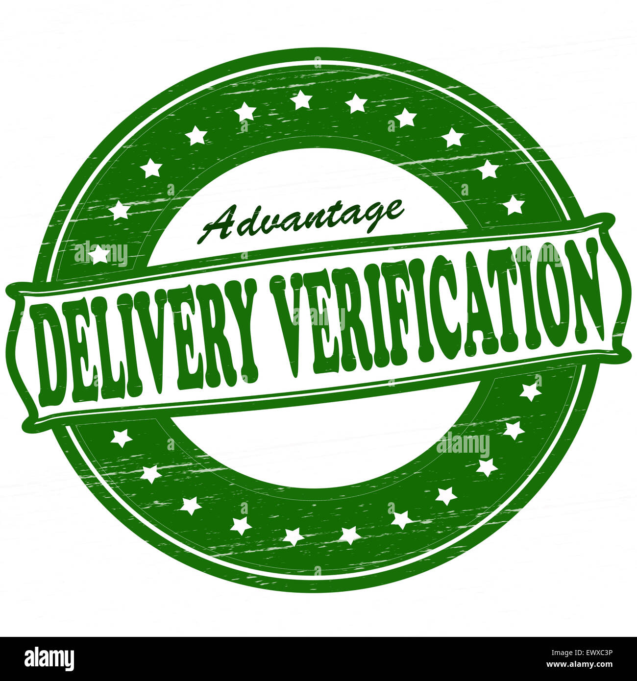 Stamp with text delivery verification inside, illustration Stock Photo