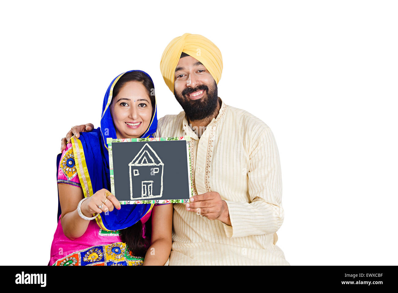 2 indian Punjabi Married Couple House Message Board showing Stock Photo ...