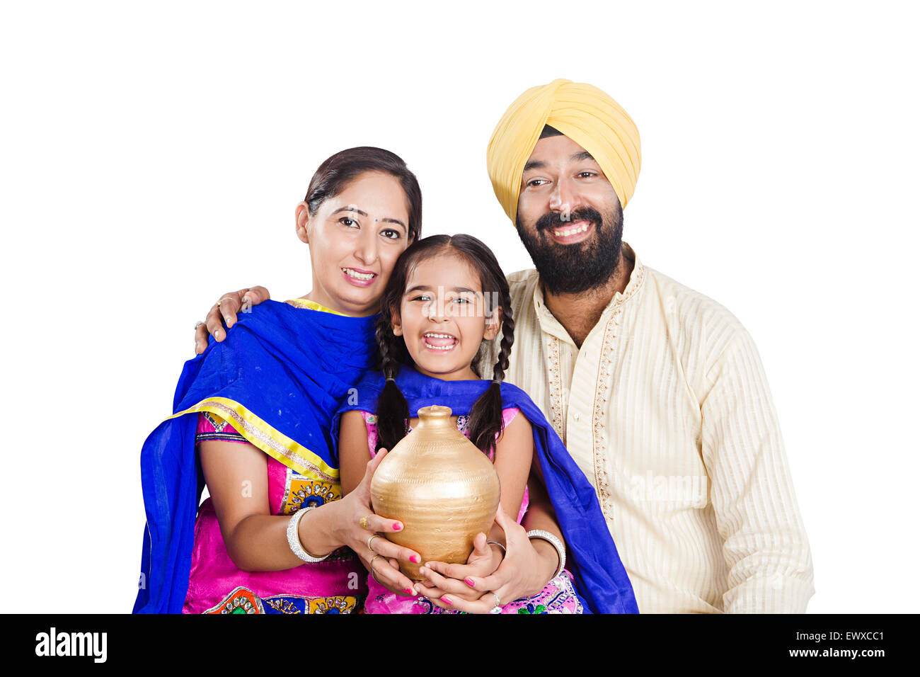 indian Punjabi Parents and daughter Saving money Piggy Bank Stock Photo ...