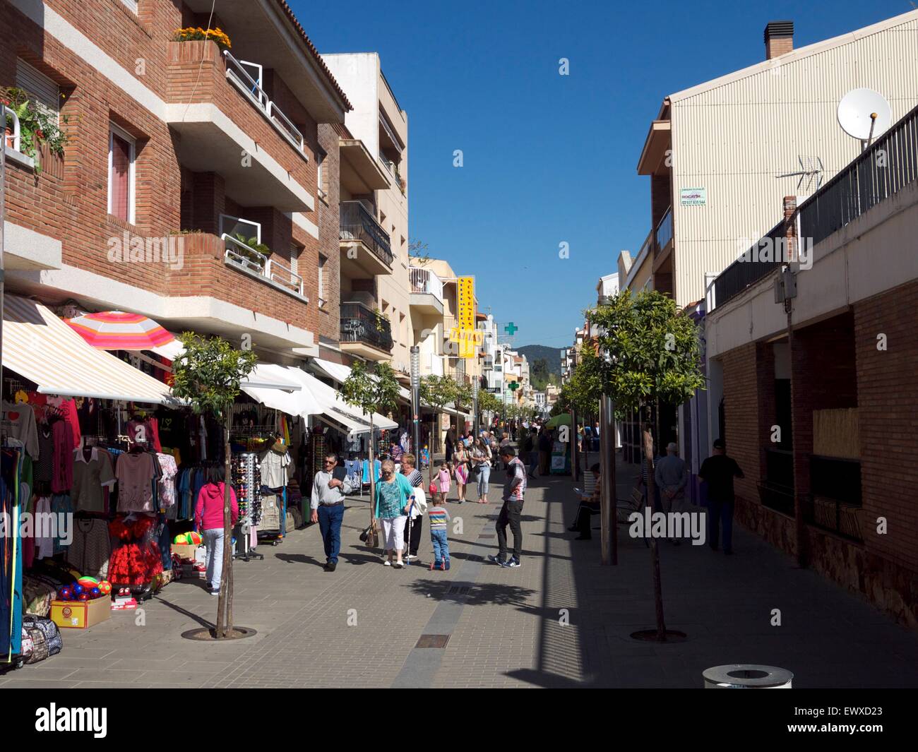 Typical shopping street in Spain Stock Photo Alamy