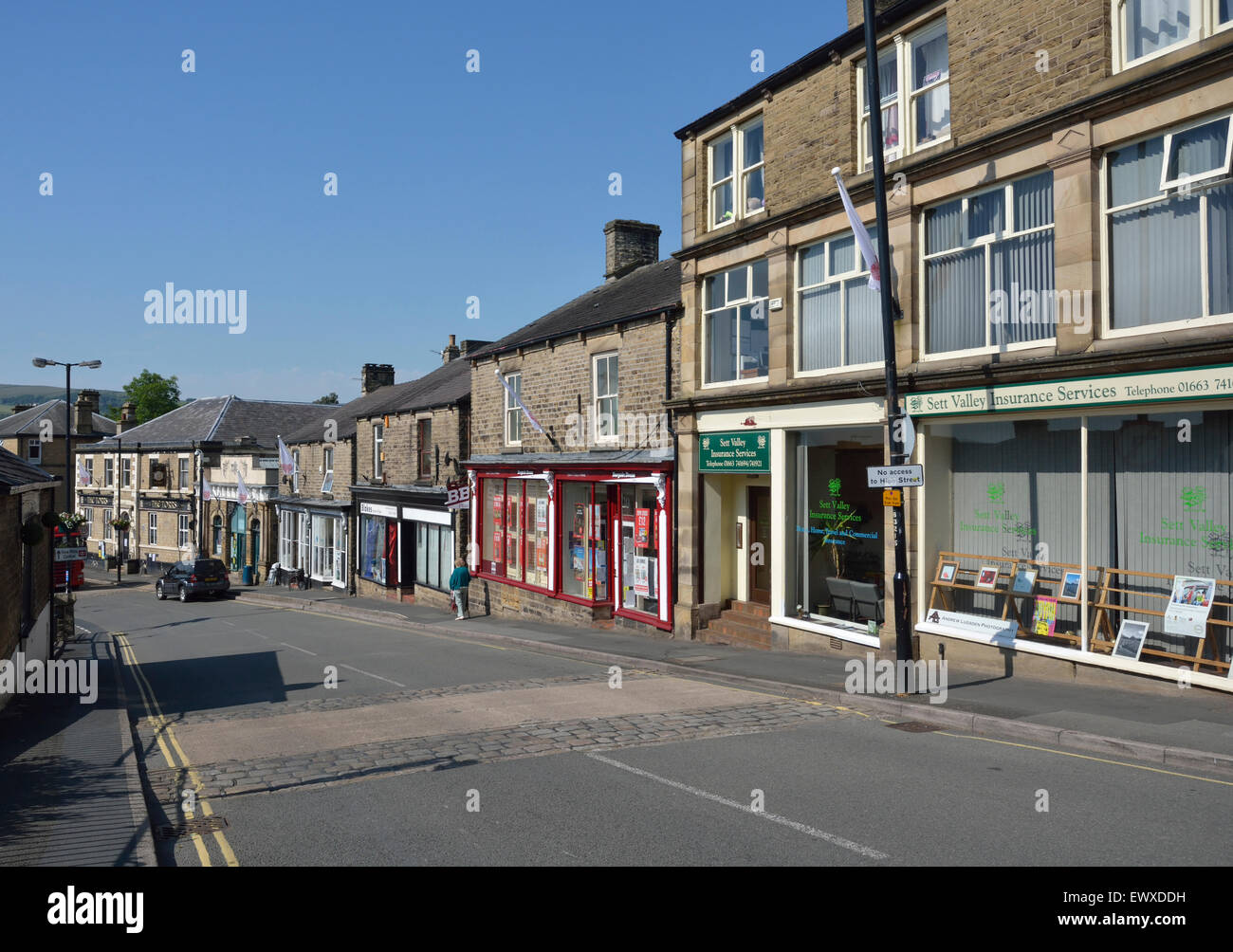 market street in new mills, high peak, derbyshire Stock Photo Alamy