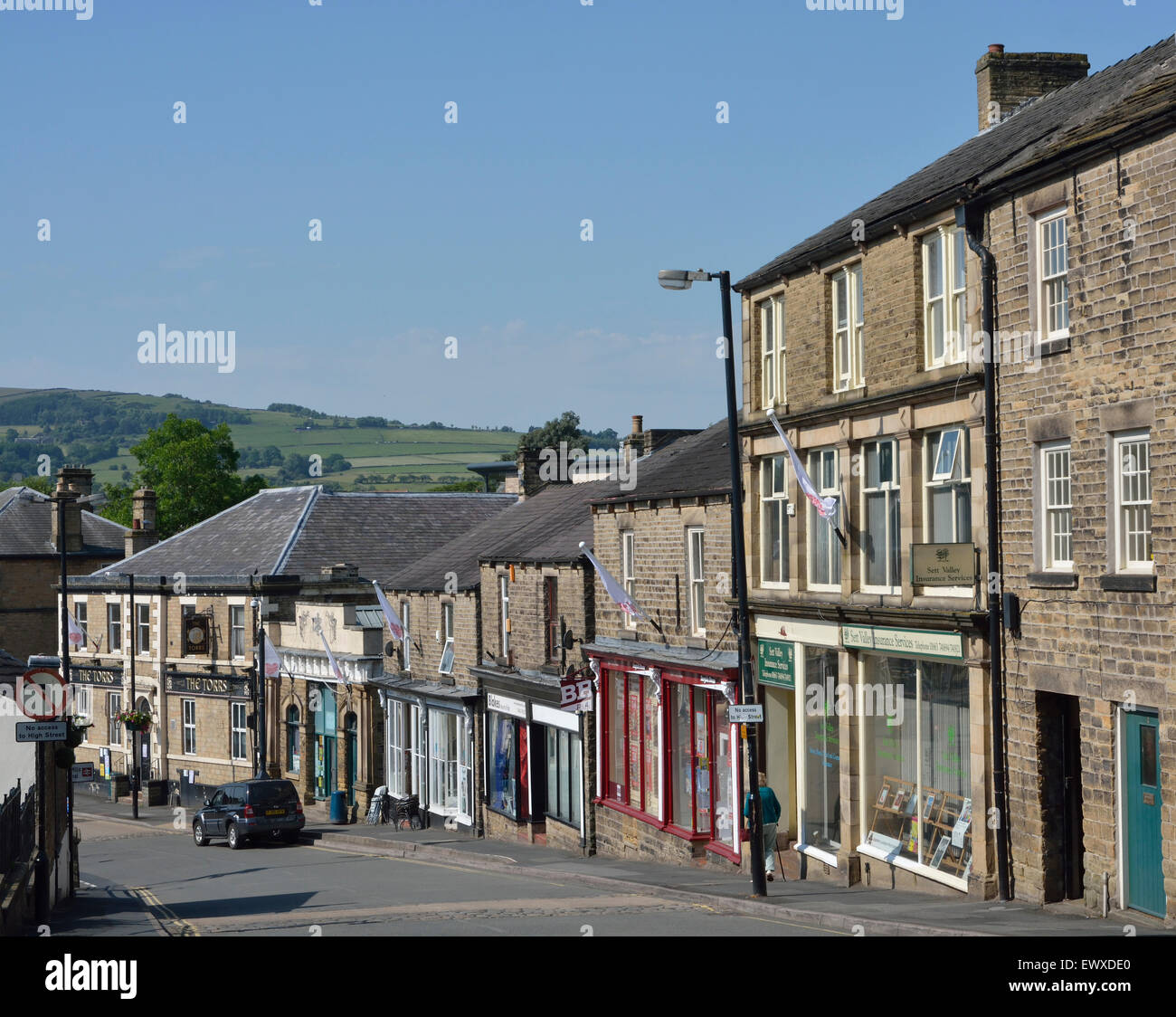 market street in new mills, high peak, derbyshire Stock Photo Alamy