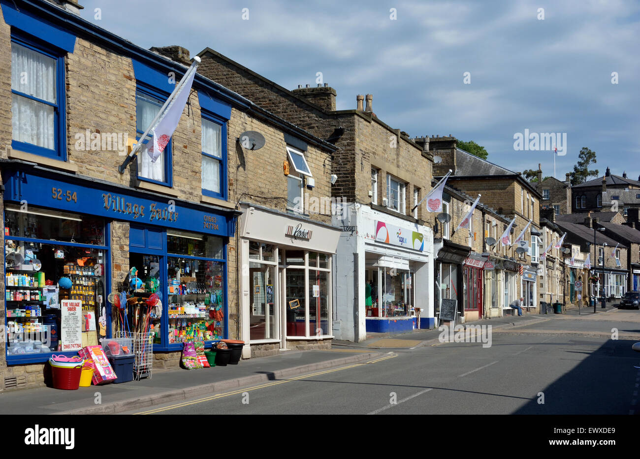 market street in new mills, high peak, derbyshire Stock Photo Alamy