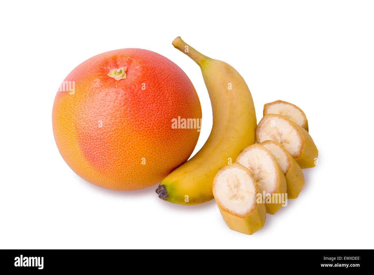 grapefruit and sliced banana Stock Photo