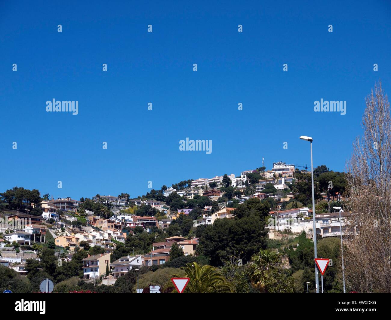 Houses on a hill in Spain with a Blue sky Stock Photo