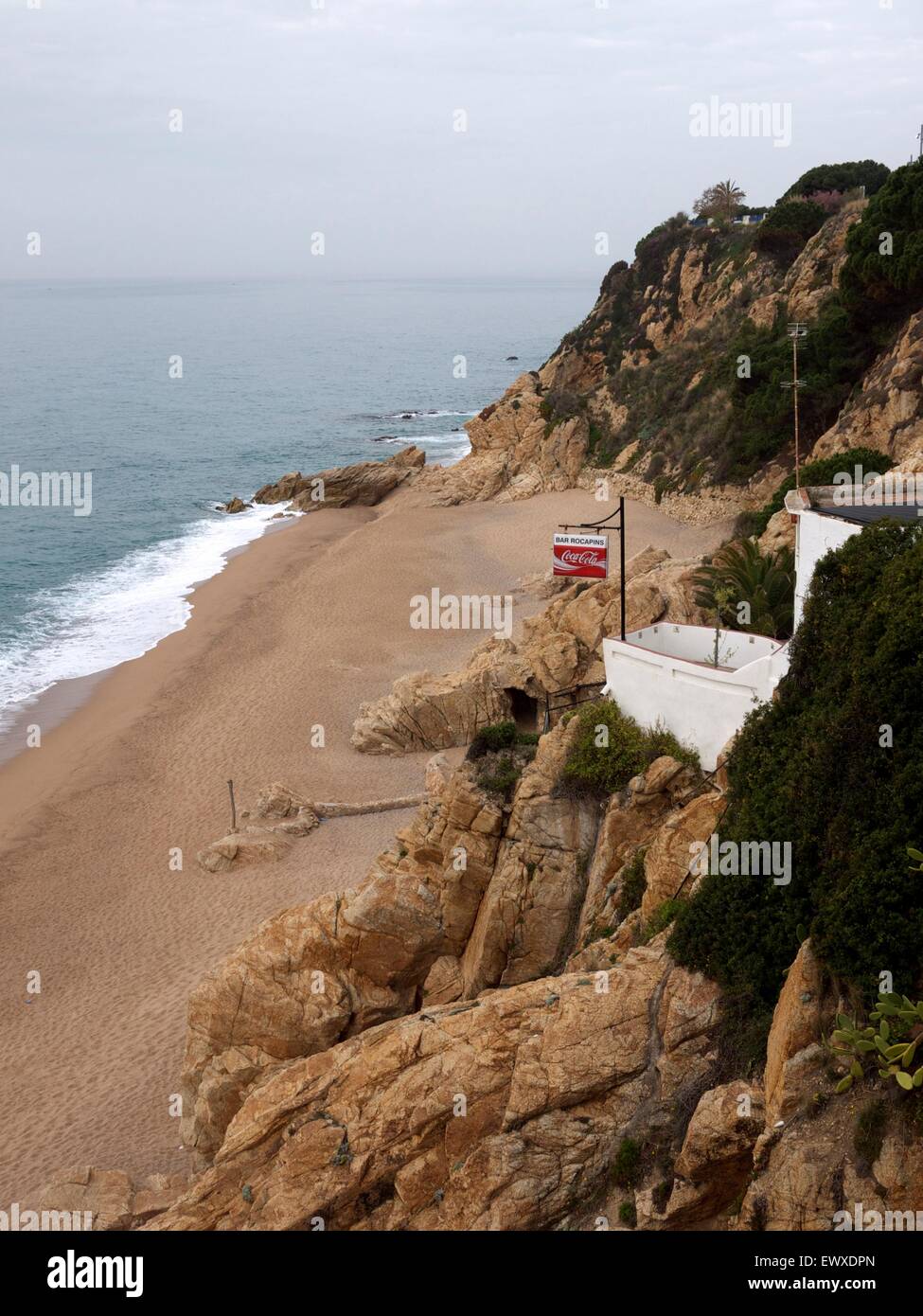 Empty beach in Spain on a gloomy looking day Stock Photo