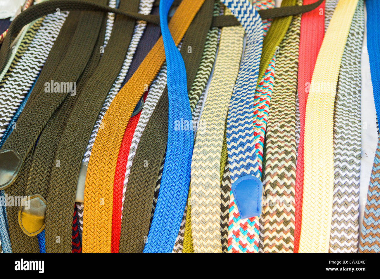 colorful fabric belts Stock Photo
