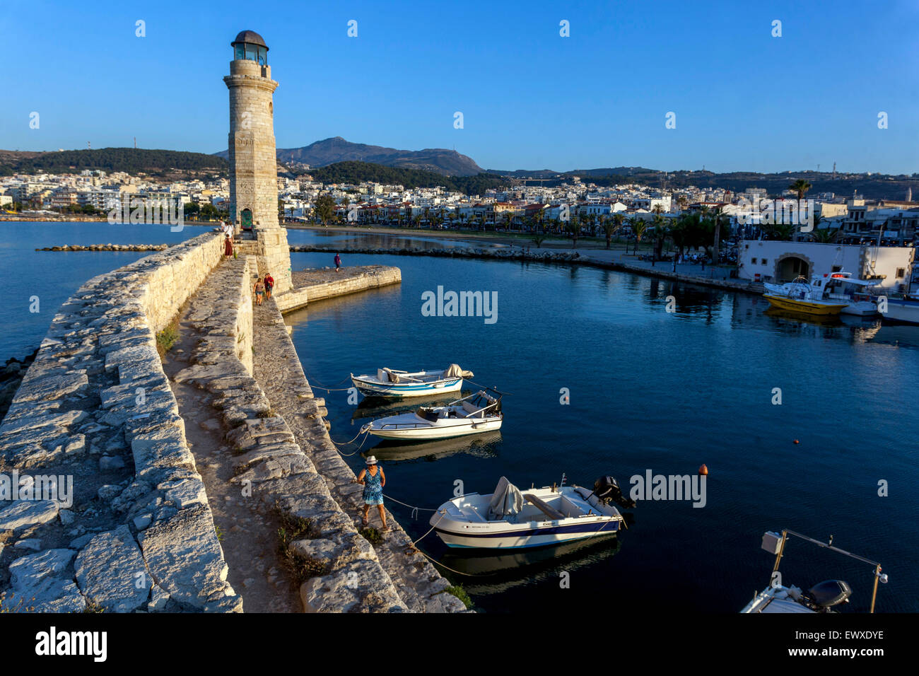 Crete Rethymno harbour Crete Greece lighthouse Stock Photo - Alamy