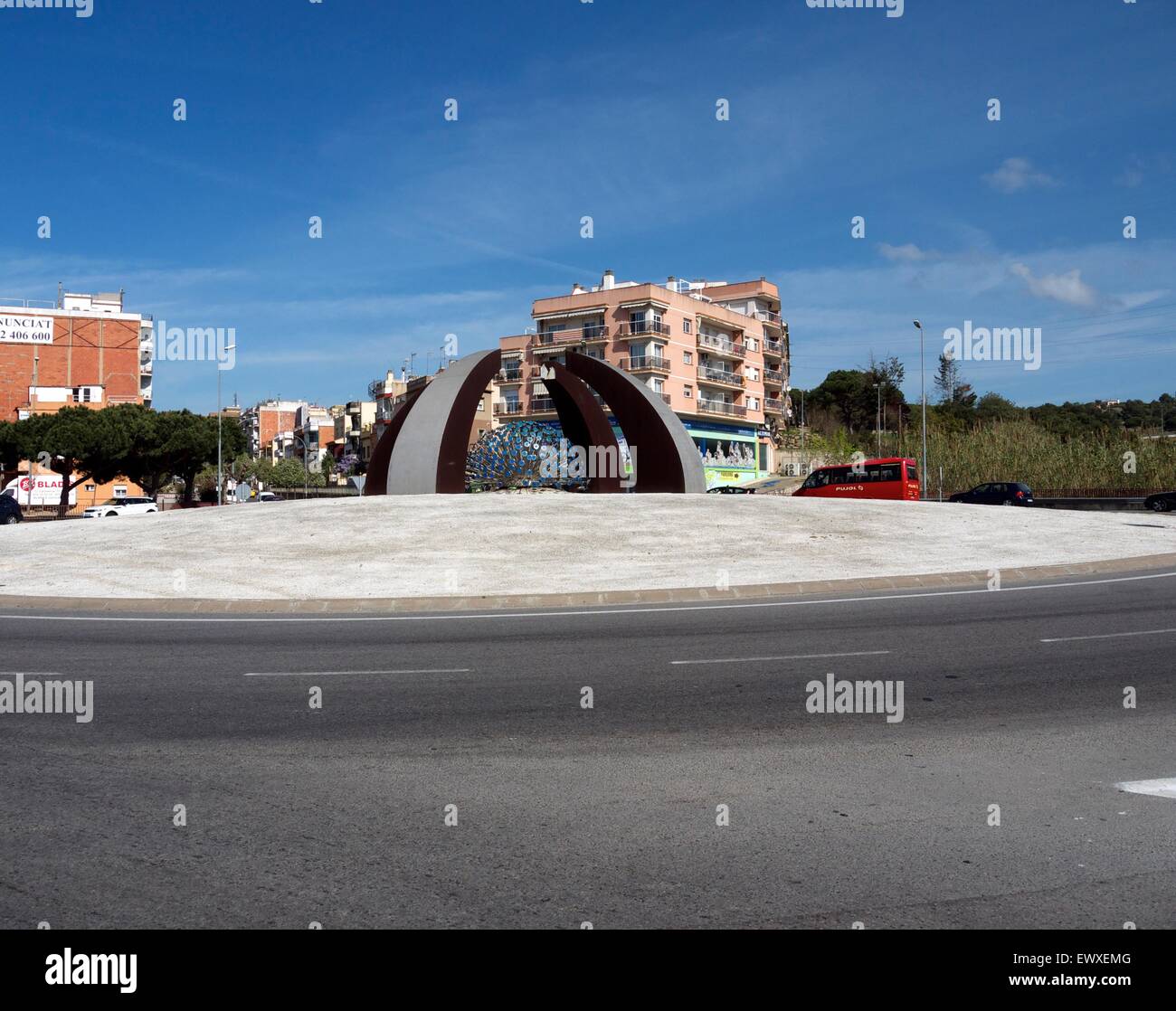 Structure in the middle of a roundabout in Spain Stock Photo Alamy