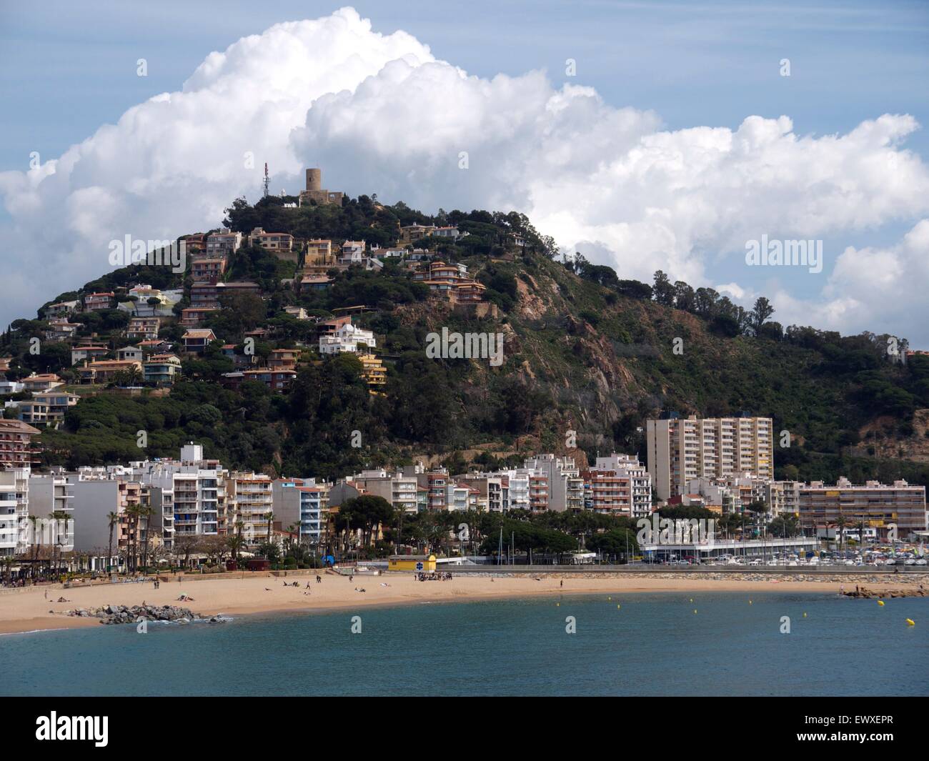 Beach resort and surround hill, clouds slowly creeping in Stock Photo