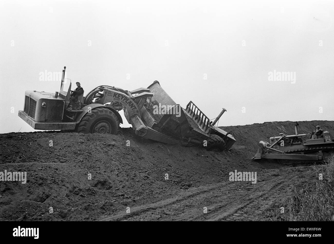 M4 Motorway Construction, June 1970. Near Theale, Reading. Junctions 11 to 12 Stock Photo