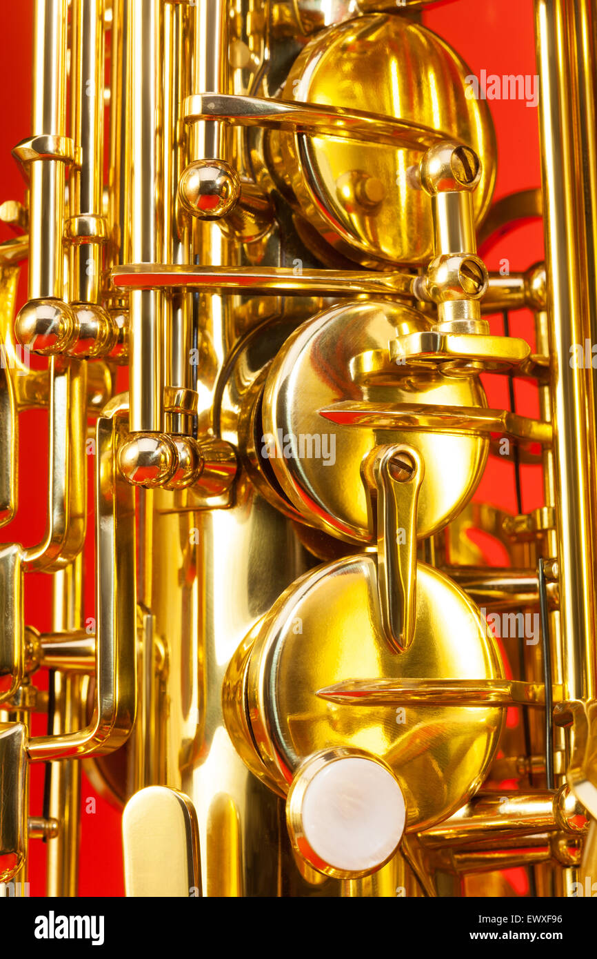 Closeup detailed view of alto saxophone keys Stock Photo Alamy