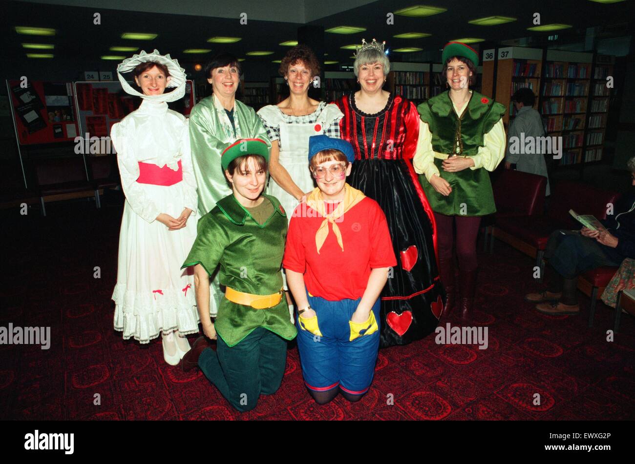 Librarians at Stockton Library have dressed up as characters from well known books and are holding a competition for the public to guess who they are. Jill Campbell is dressed as Noddy. 3rd November 1993 Stock Photo
