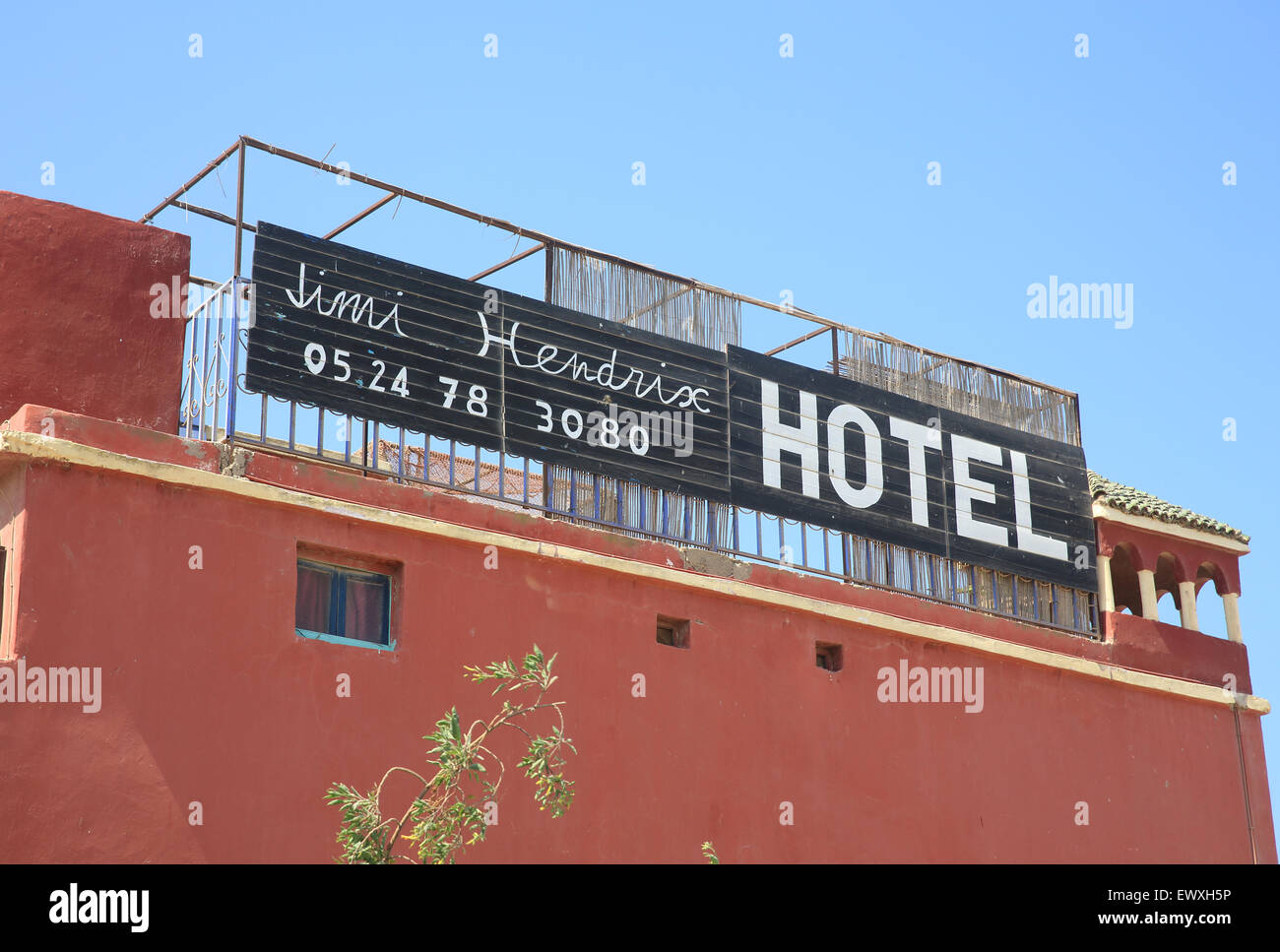 The hotel Jimi Hendrix in the small 60s hippy town of Diabat, near Essaouira, Morocco, North Africa Stock Photo