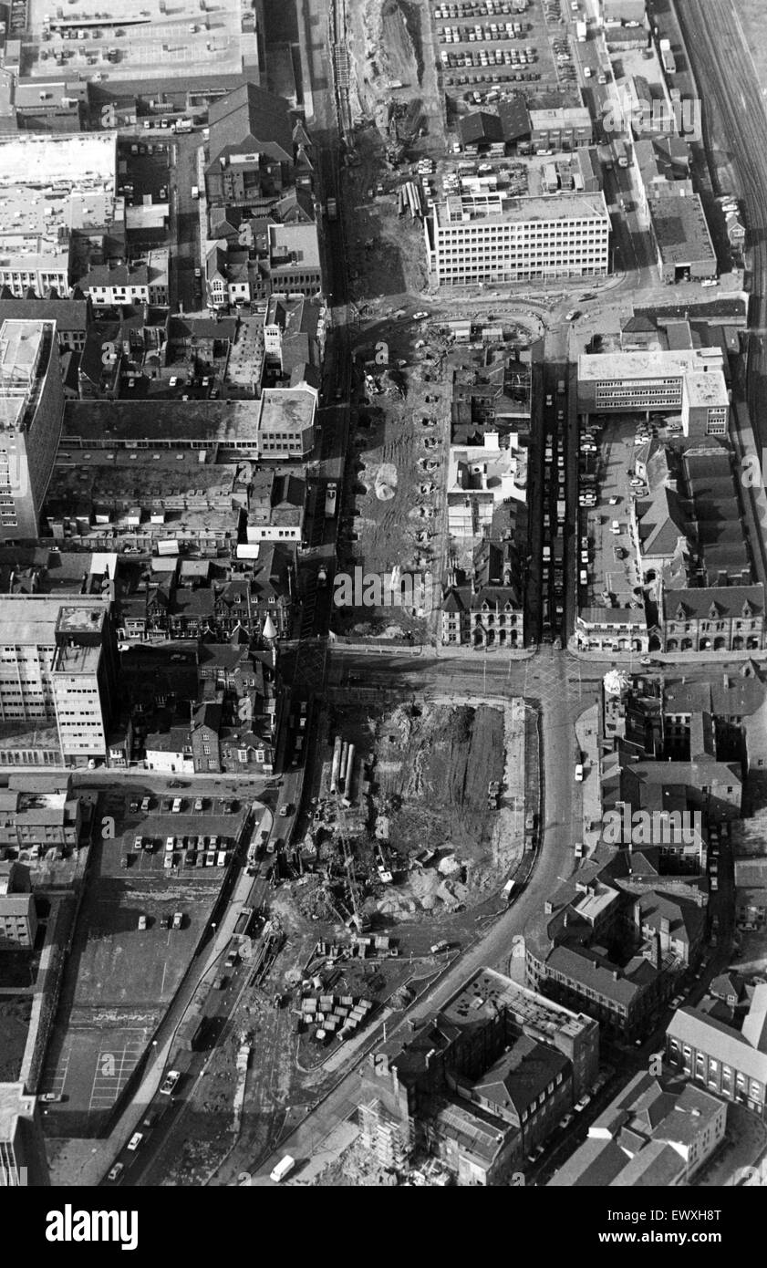 Aerial view showing where Middlesbrough's Royal Exchange buildings once