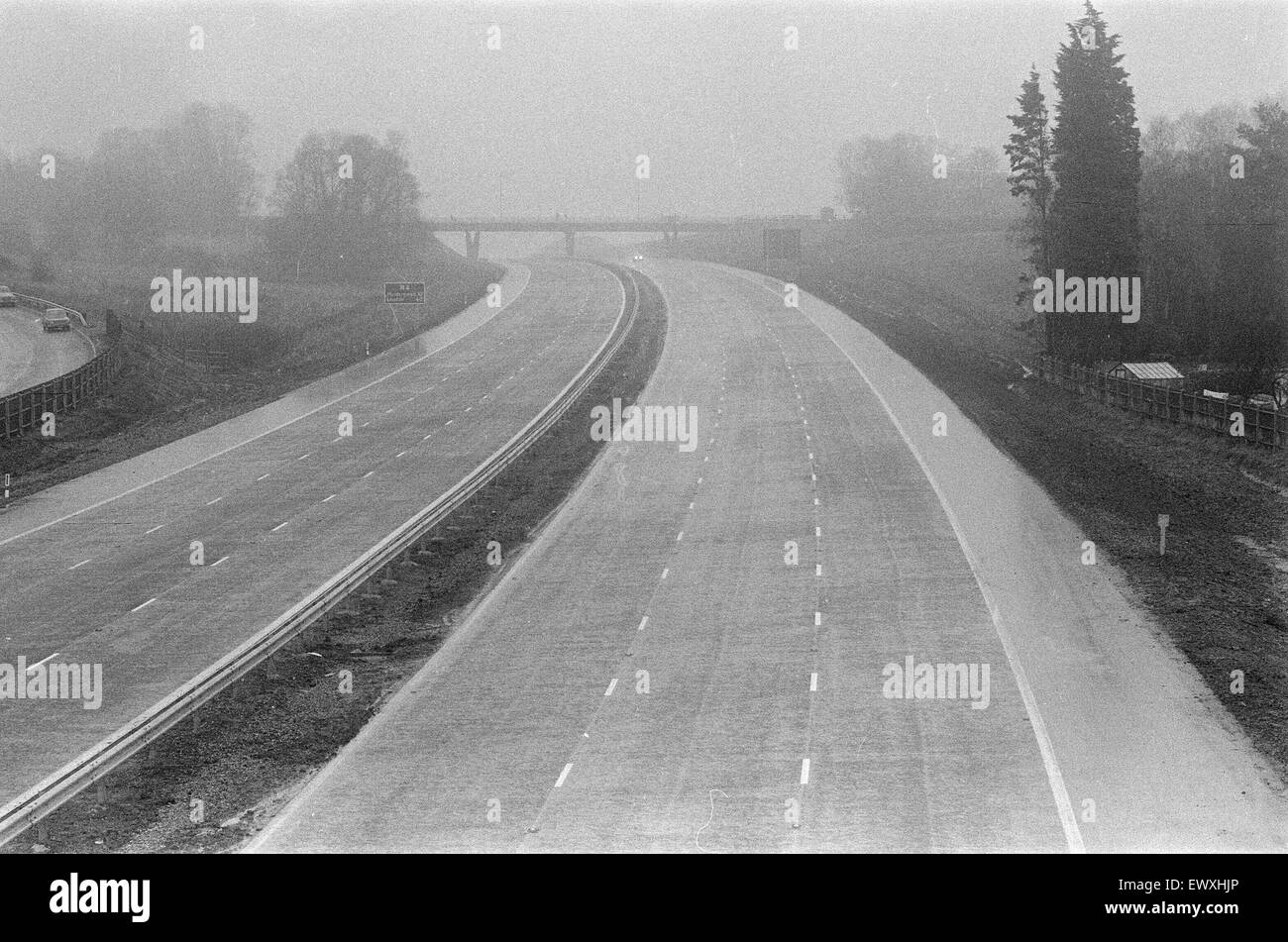 Opening of M4 Motorway 22nd December 1971. With the English section of the motorway completed. A 50 mile (80 km) stretch between Junctions 9 and 15  (Maidenhead and Swindon) and opened to traffic. Stock Photo