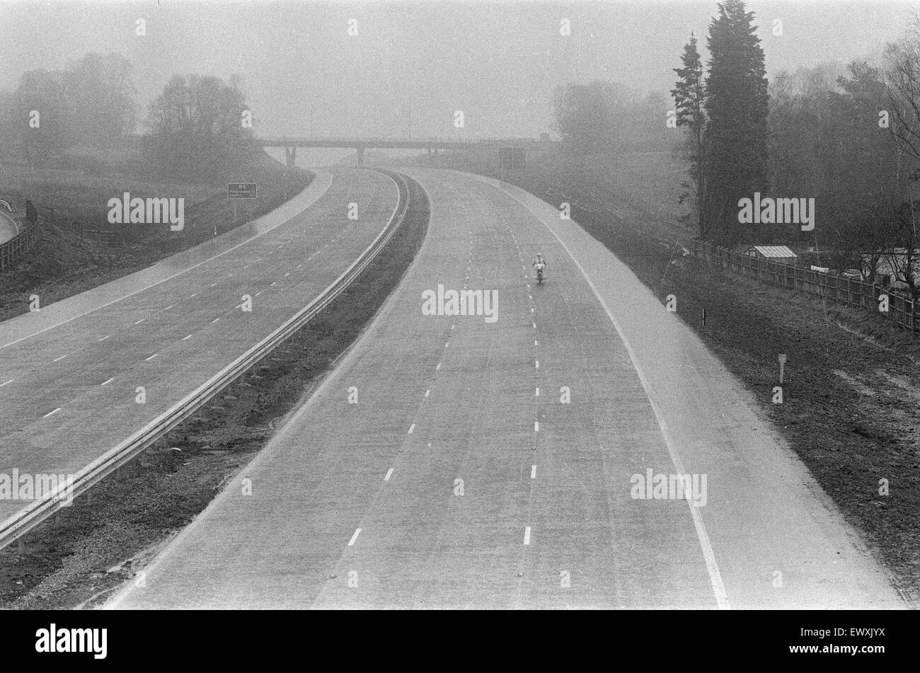 Opening of M4 Motorway 22nd December 1971. With the English section of the motorway completed. A 50 mile (80 km) stretch between Junctions 9 and 15  (Maidenhead and Swindon) and opened to traffic. Stock Photo