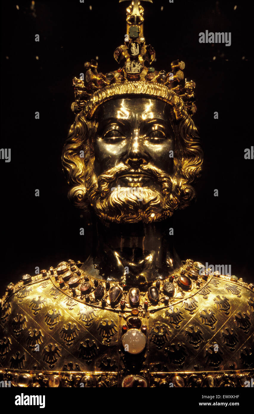 DEU, Germany, Aachen, the golden head of Charlemagne, probably made