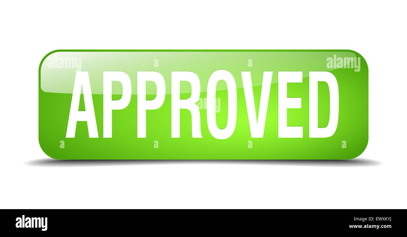 approved green square 3d realistic isolated web button Stock Photo - Alamy