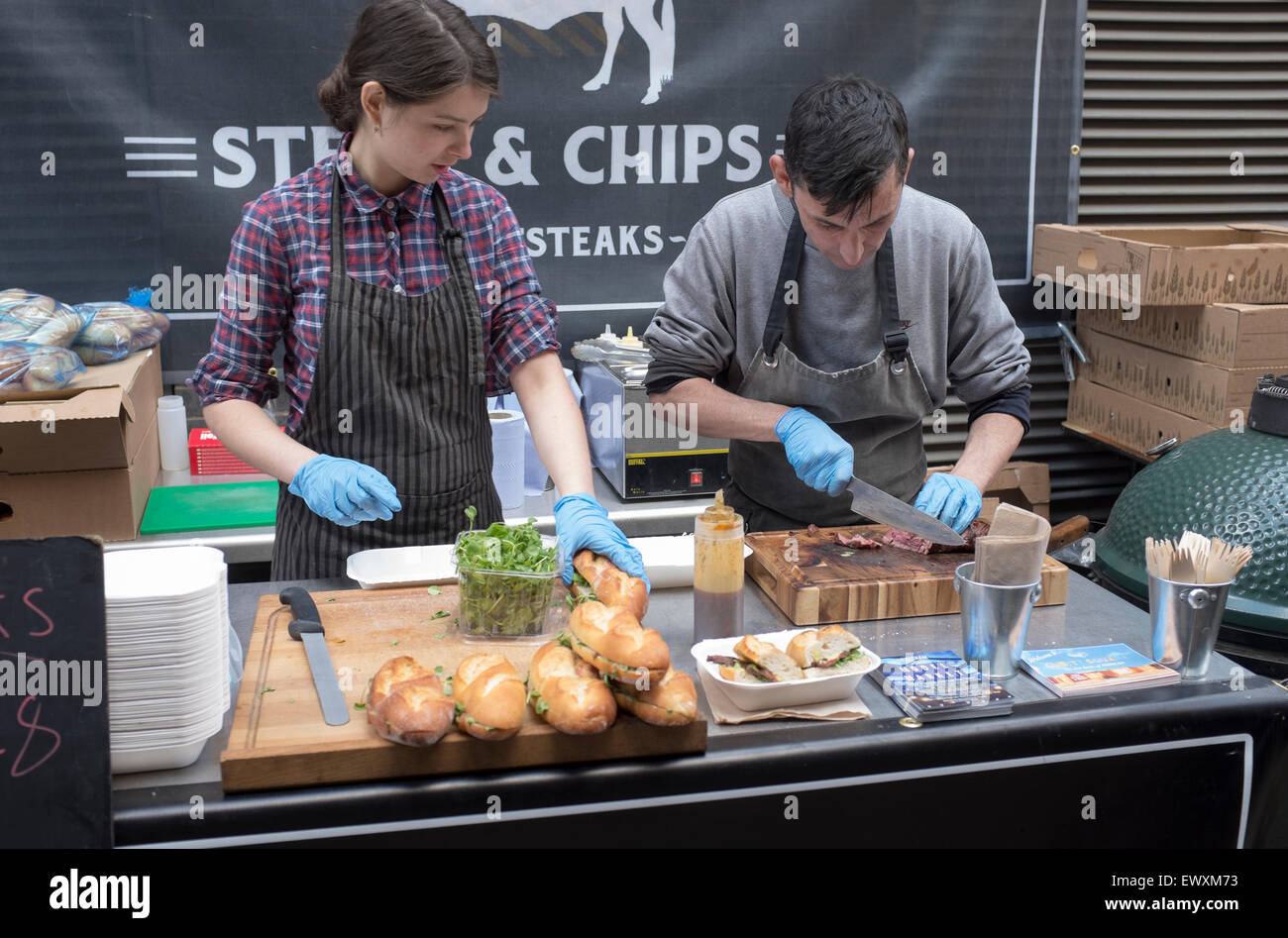 Steak and Chips Stall Ropewalk Streetfood Market Maltby Street London Stock Photo Alamy