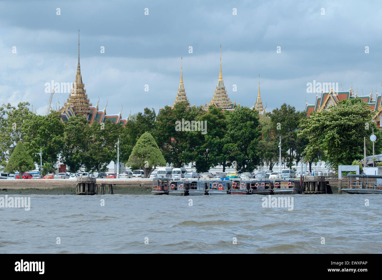 View of Bangkok from the Chao Phraya River, Bangkok, Thailand Stock Photo