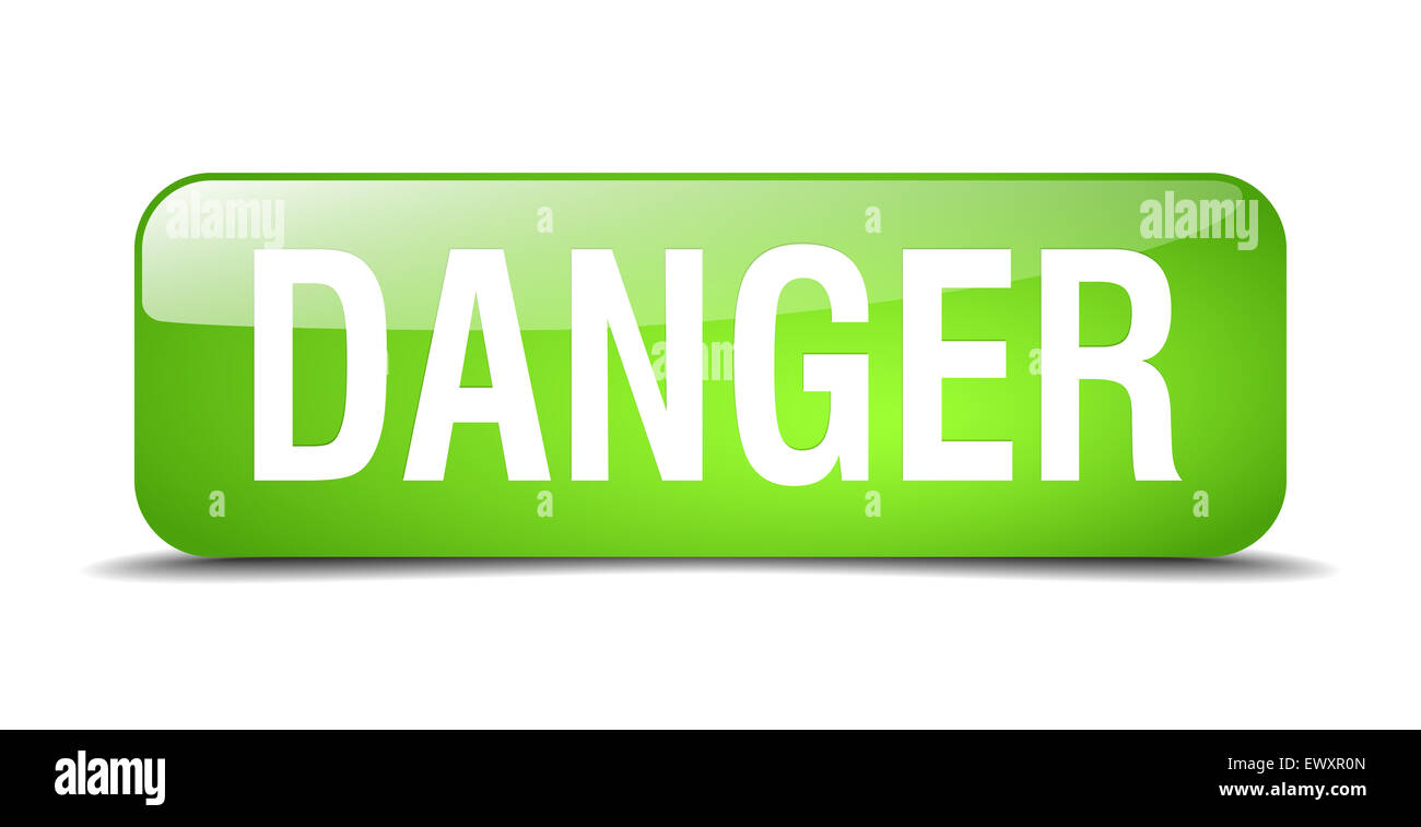 danger green square 3d realistic isolated web button Stock Photo - Alamy