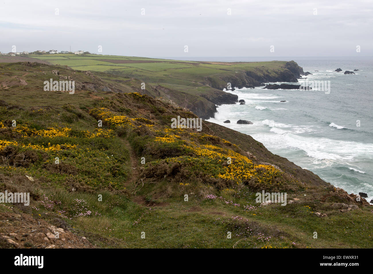 Stormy weather on the Lizard Peninsula coast, Cornwall, England, UK Stock Photo