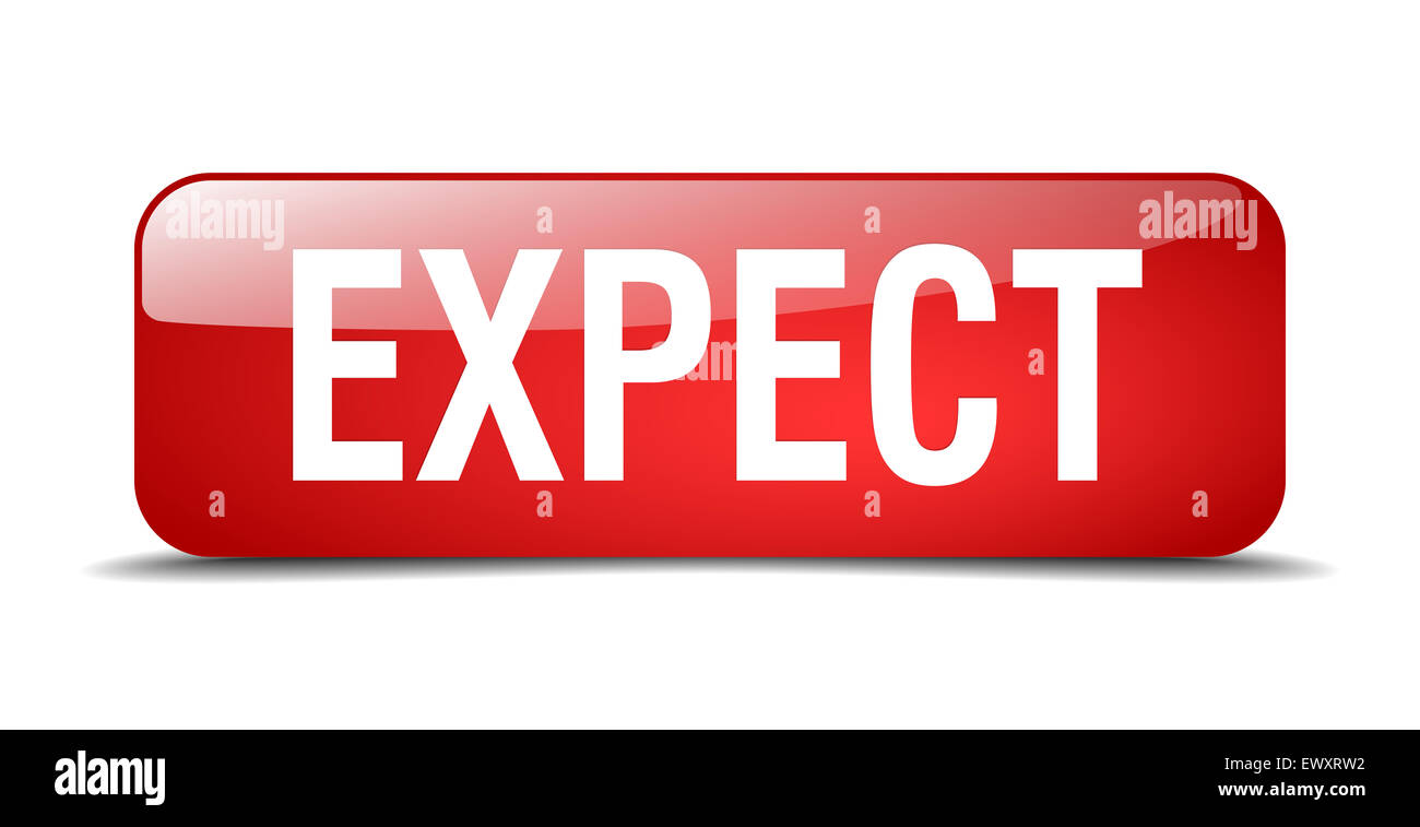 expect red square 3d realistic isolated web button Stock Photo - Alamy