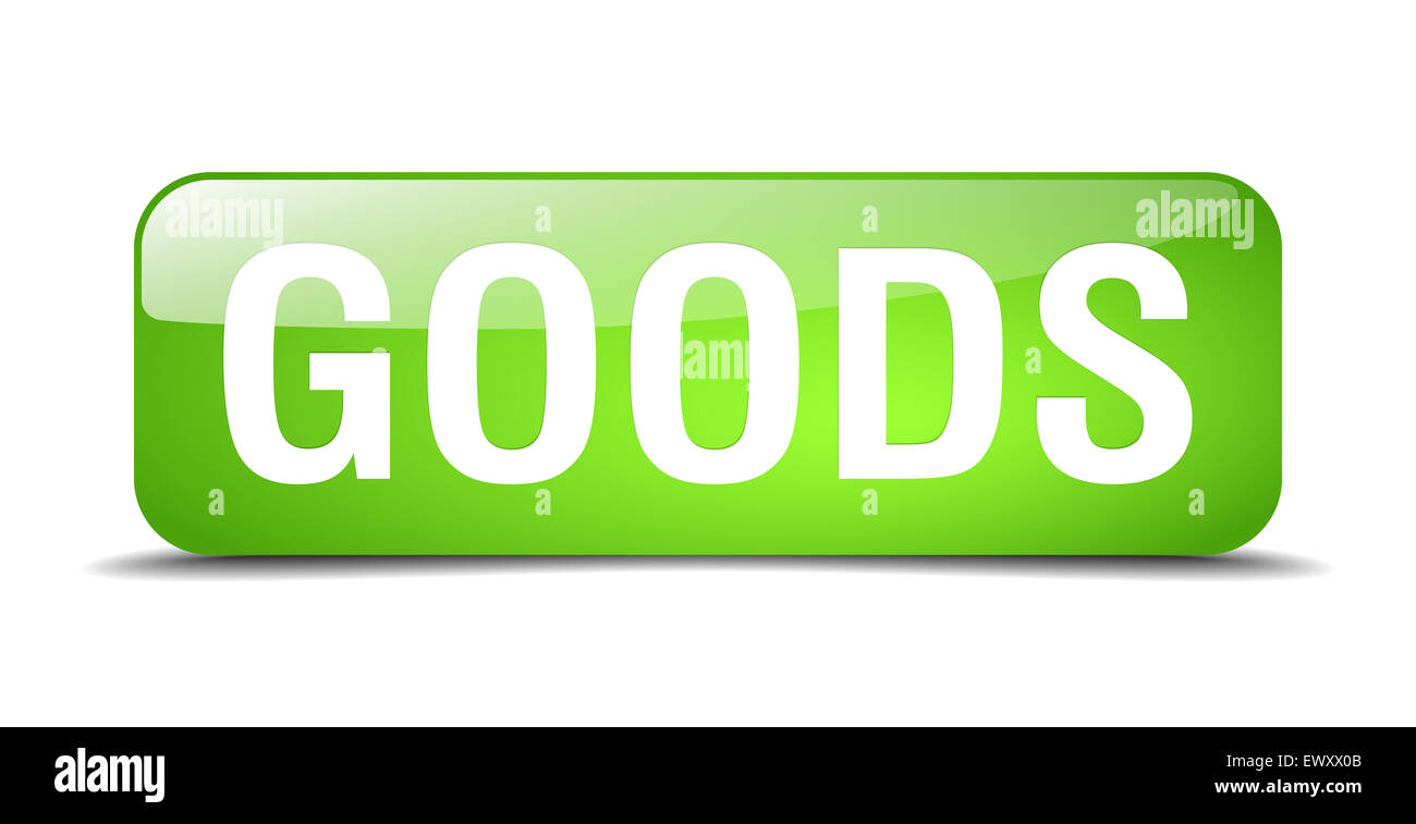 goods green square 3d realistic isolated web button Stock Photo - Alamy