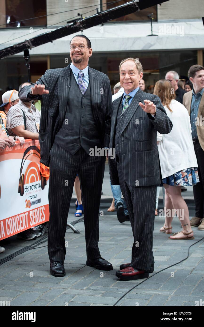 New York, NY, USA. 2nd July, 2015. Penn and Teller on stage for NBC ...