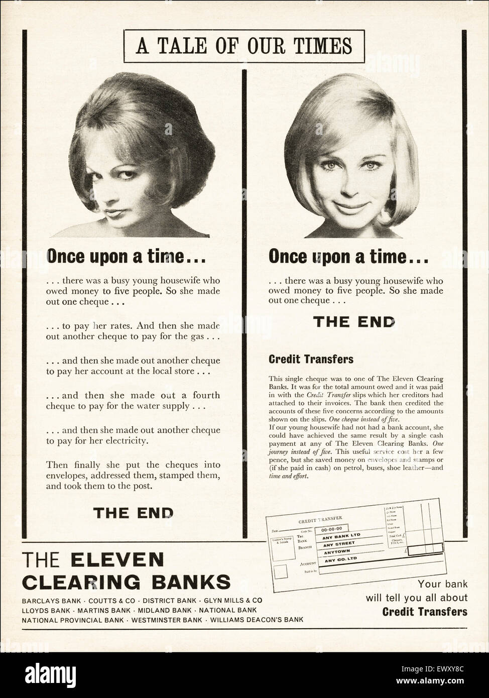 1960s advertisement circa 1968 magazine advert for UK clearing banks