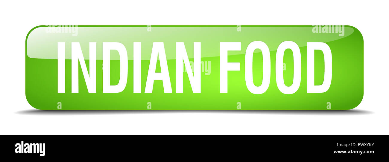 indian food green square 3d realistic isolated web button Stock Photo