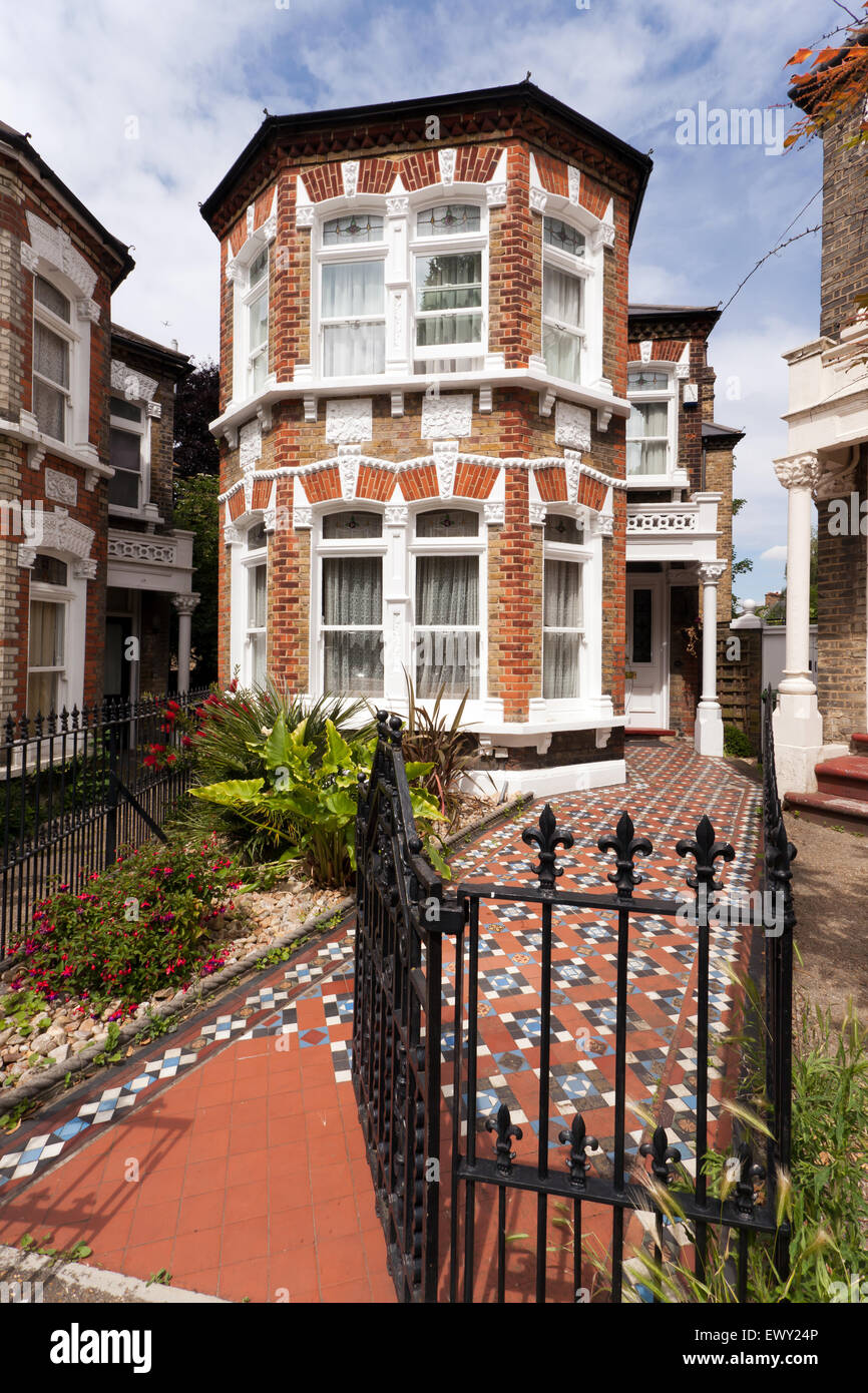 Wonderful Victorian /Edwardian Period House with a beautiful mosaic tiled  path, in Wickham Gardens, Brockley, Lewisham. Stock Photo