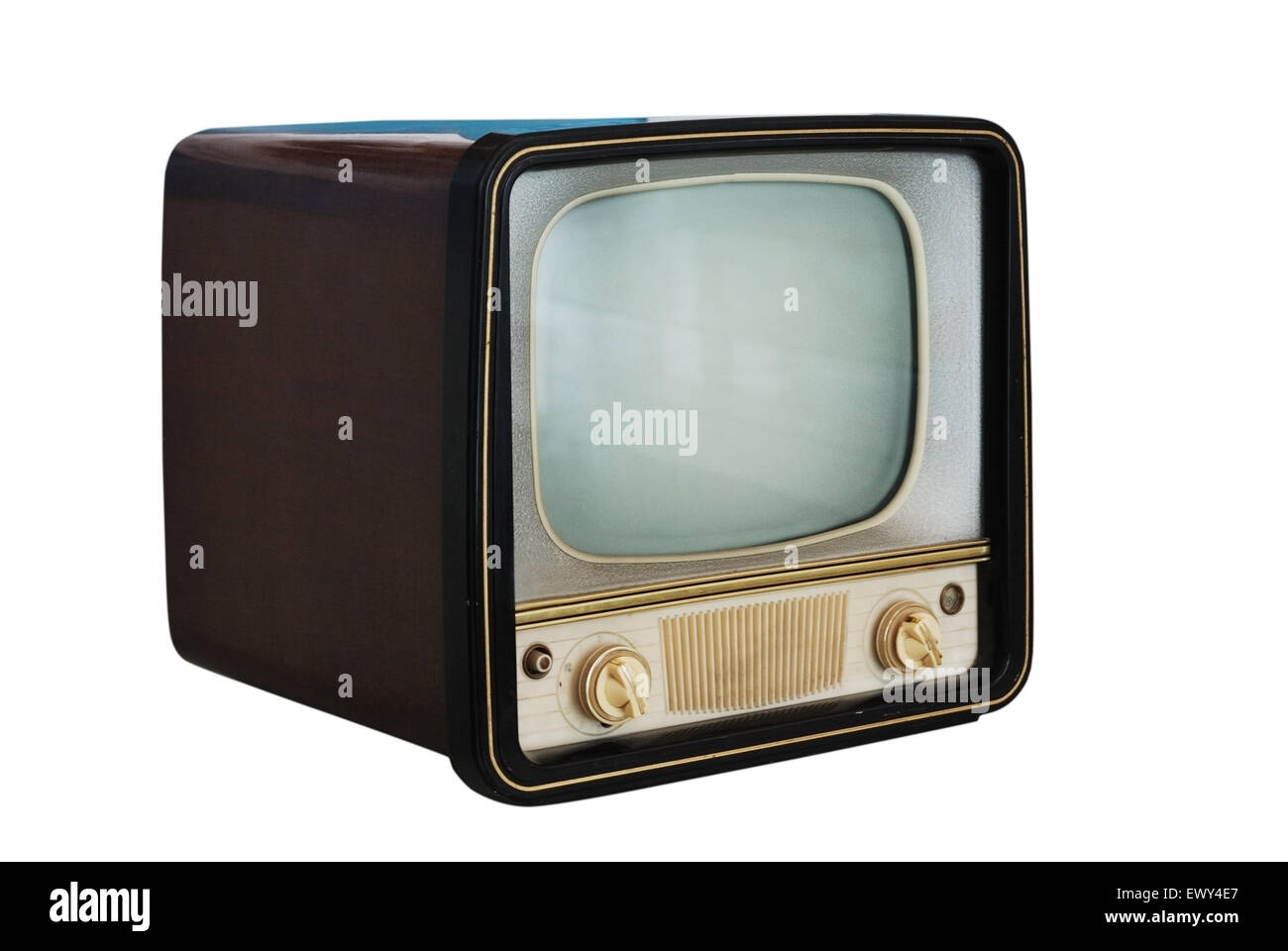 old vintage television set  on white background Stock Photo