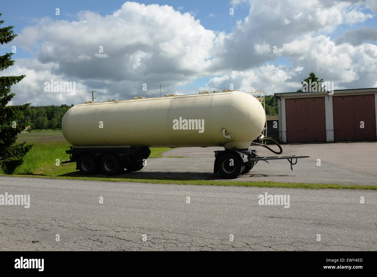 tank car parked in the summer, horizontal Stock Photo