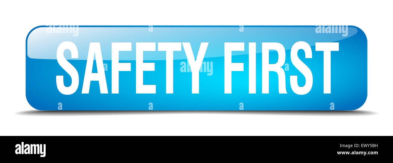 safety first blue square 3d realistic isolated web button Stock Photo ...