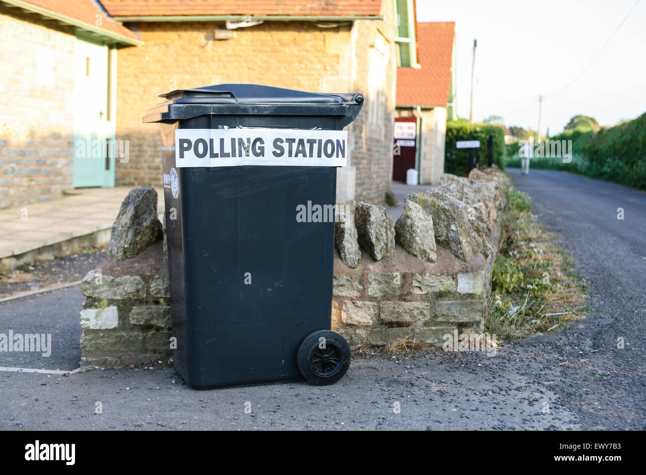 Temporary polling station for South Somerset District Council Parish elections on May 3rd 2007,St Margaret's, Horsington Village,Somerset,England,UK Stock Photo