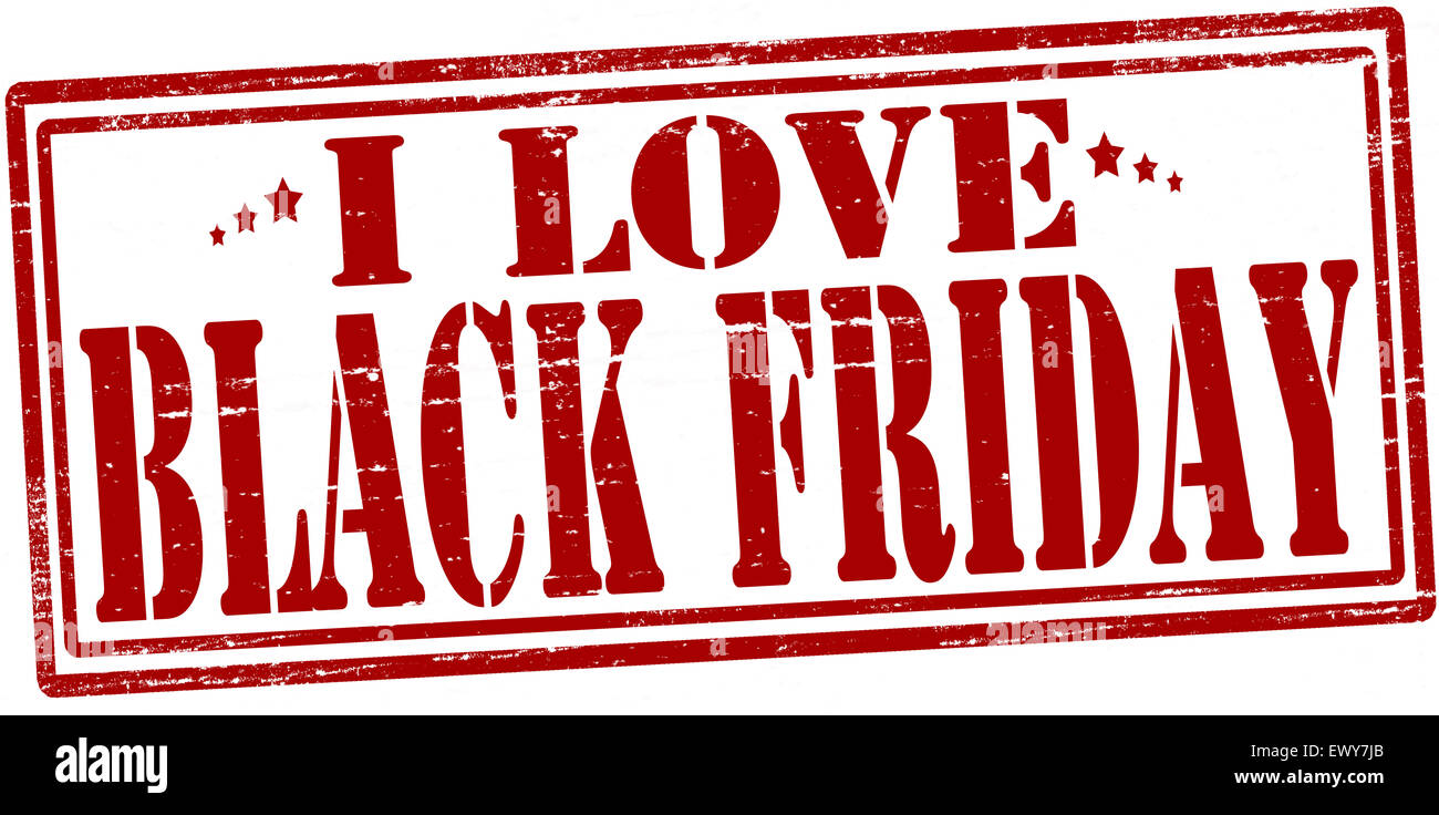 Stamp with text i love black Friday inside, illustration Stock Photo