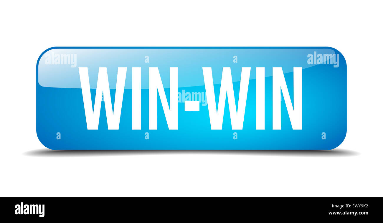 win-win blue square 3d realistic isolated web button Stock Photo - Alamy
