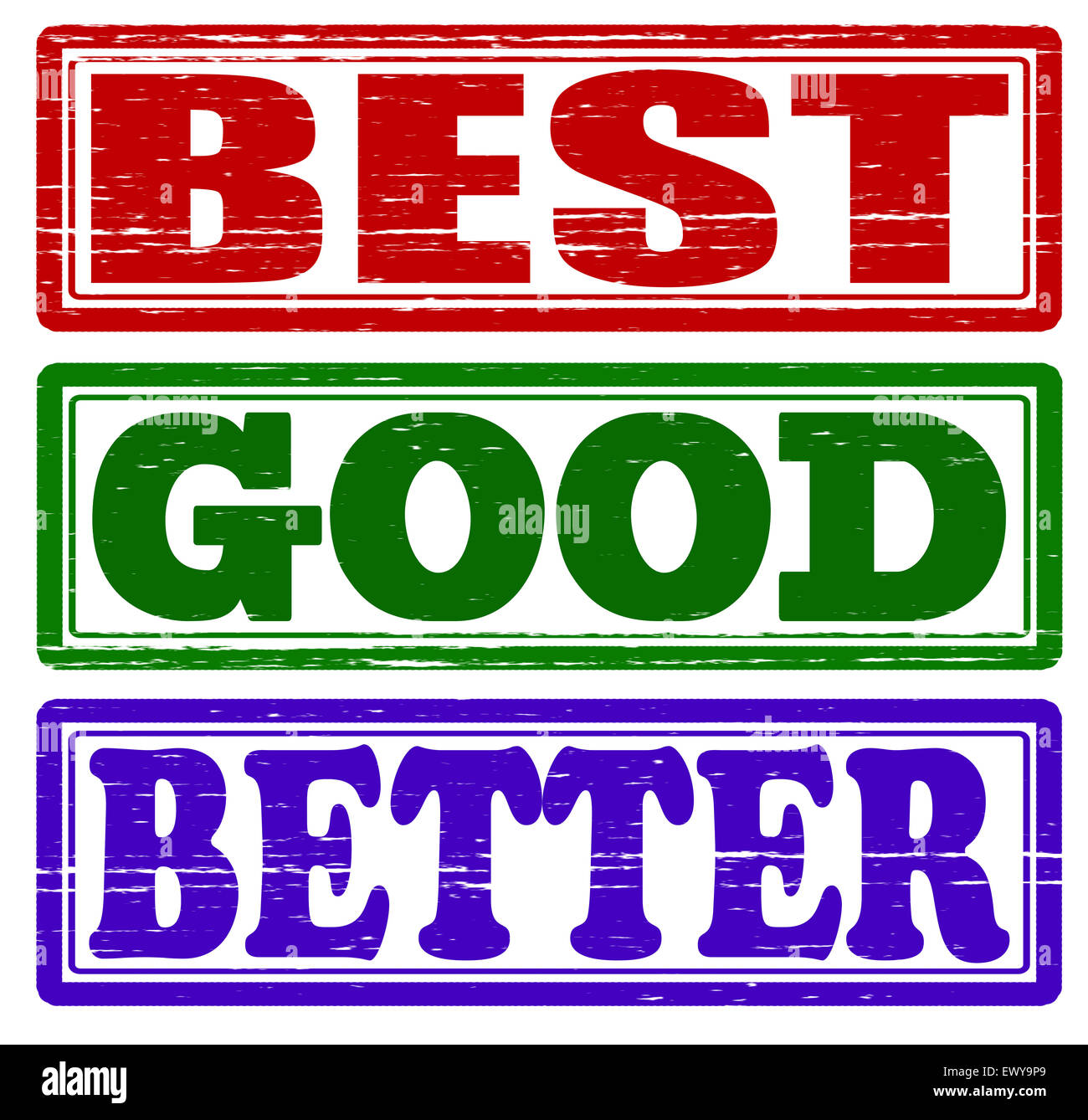 Set of stamps with words best good and better inside, illustration ...
